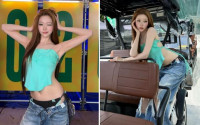 '워터밤' 출격한 츠키, 바지를 어디까지?... 파격 '노출 패션'